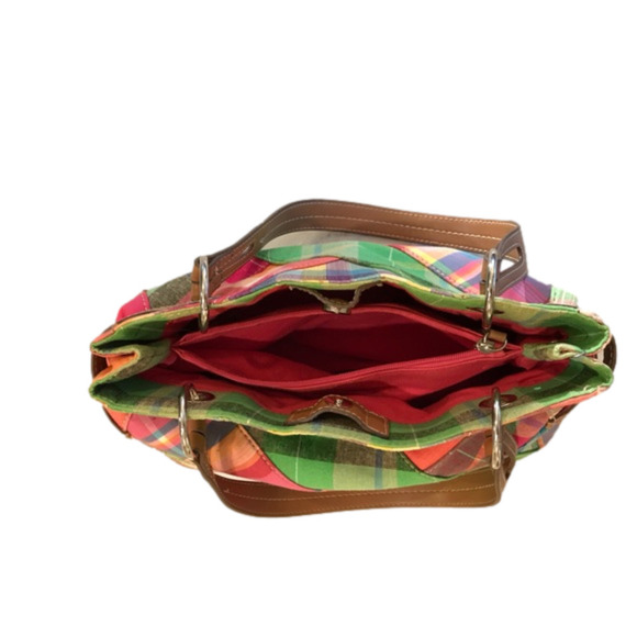 Kim Rogers Colorful Patchwork Canvas Satchel Shoulder Bag Handbag Purse - Picture 5 of 9